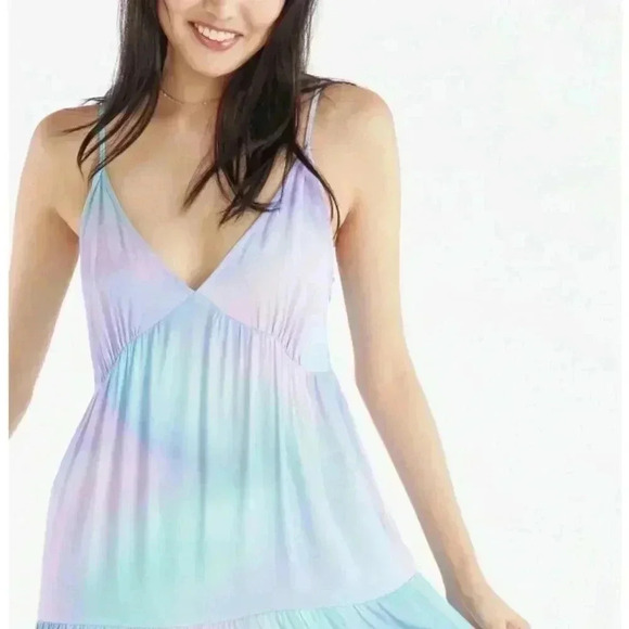 JustFab Rayon Tiered Maxi Dress Lightweight Fairy Flowy Purple Blue XL NWT - Picture 3 of 11